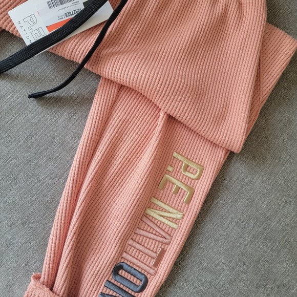NWT $150 P.E. NATION Peach Bloom Waffle Rebound Track Pants Size  S Ombré Logo - Picture 8 of 9